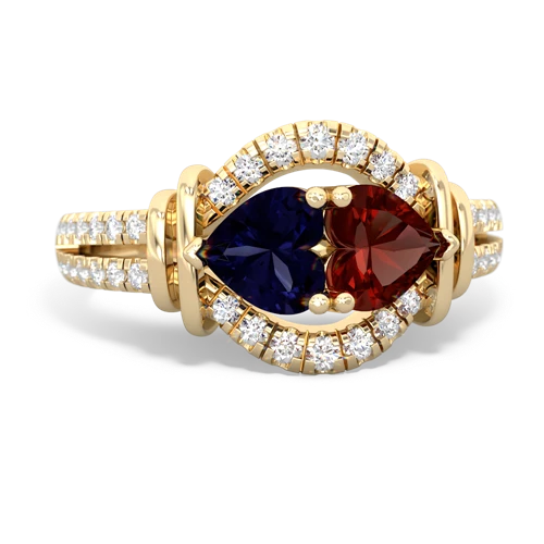 sapphire-garnet pave keepsake ring