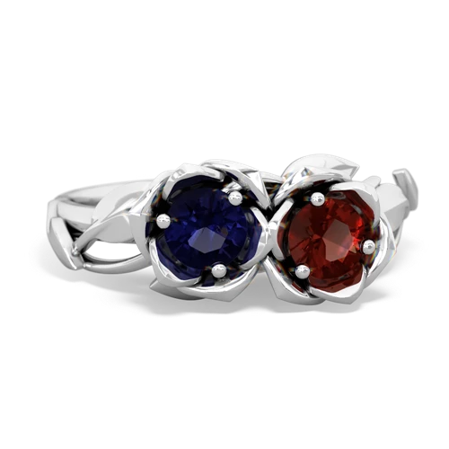 sapphire-garnet roses ring