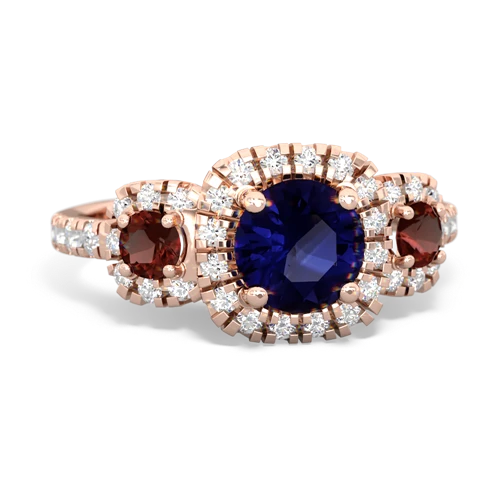 Sapphire Genuine Sapphire with Genuine Garnet and Genuine Pink Tourmaline Regal Halo ring Ring