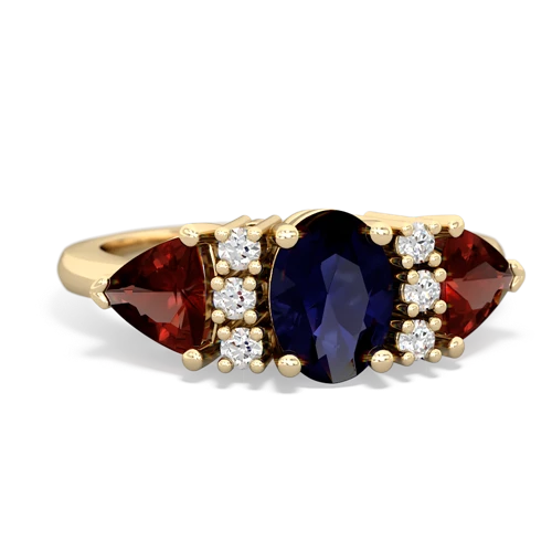 Sapphire Genuine Sapphire with Genuine Garnet and Lab Created Sapphire Antique Style Three Stone ring Ring