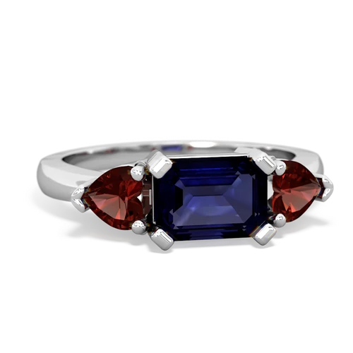 Sapphire Genuine Sapphire with Genuine Garnet and Lab Created Sapphire Three Stone ring Ring