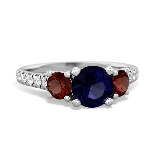 Sapphire Genuine Sapphire with Genuine Garnet and Genuine Pink Tourmaline Pave Trellis ring Ring