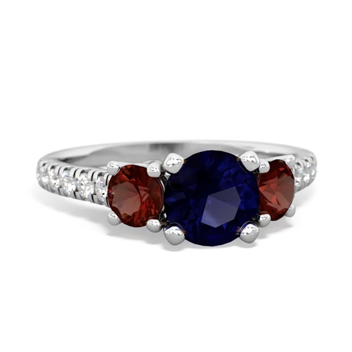 sapphire-garnet trellis pave ring