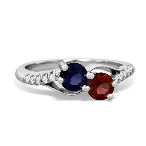 sapphire-garnet two stone infinity ring