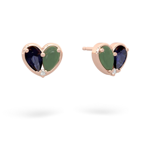 sapphire-jade one heart earrings