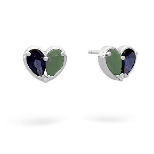 sapphire-jade one heart earrings