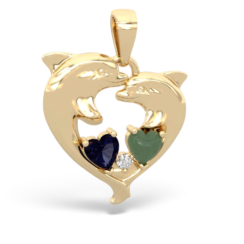 sapphire-jade dolphins pendant