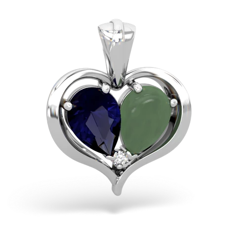 sapphire-jade half heart whole pendant