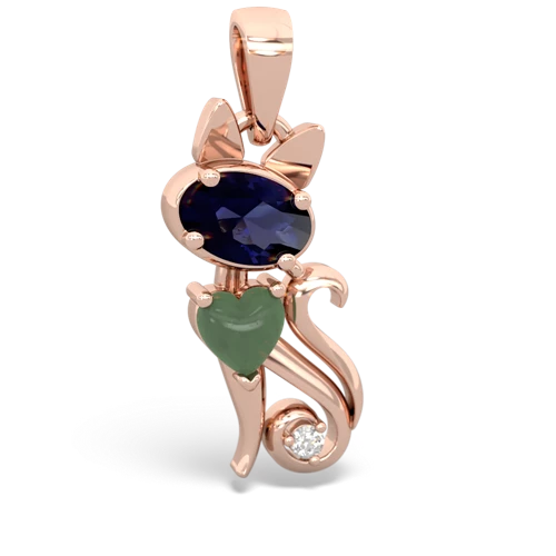 sapphire-jade kitten pendant