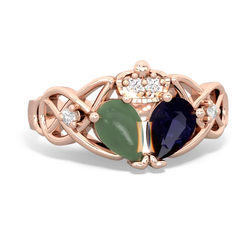 sapphire-jade claddagh ring