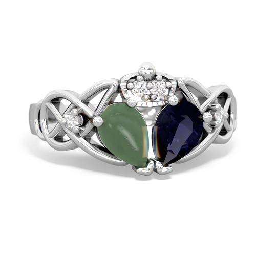 sapphire-jade claddagh ring