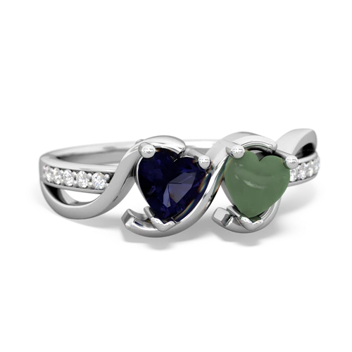 sapphire-jade double heart ring