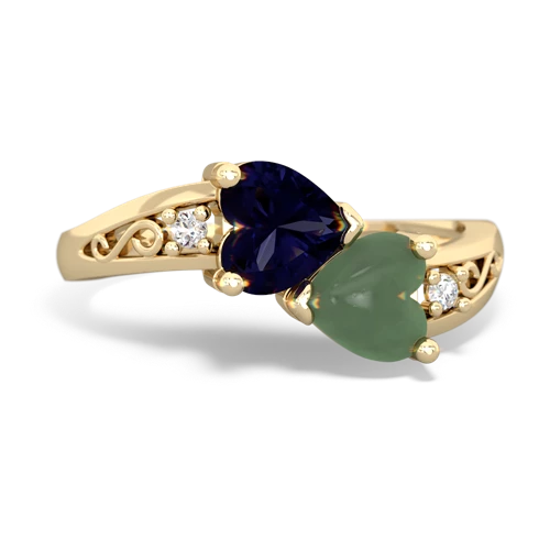 sapphire-jade filligree ring