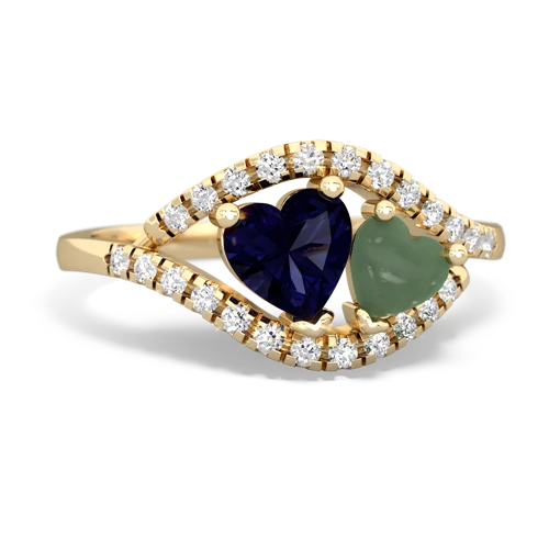 sapphire-jade mother child ring