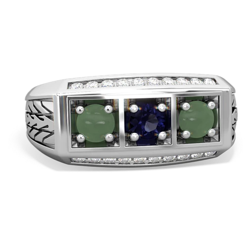 sapphire-jade three stone ring