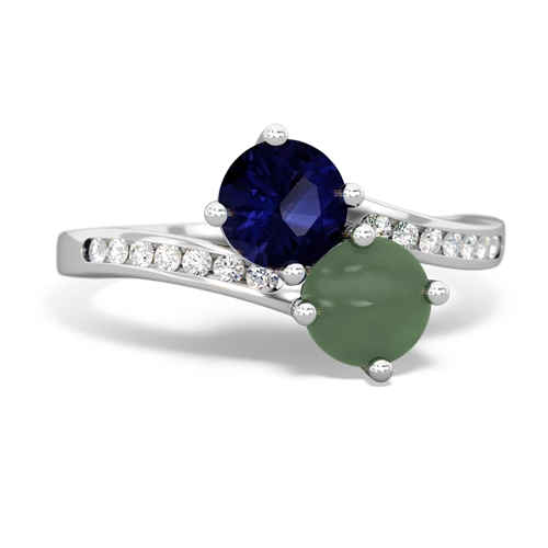 sapphire-jade two stone channel ring