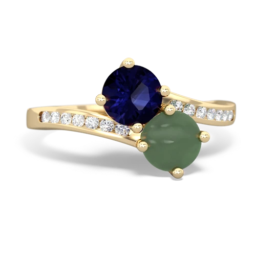 sapphire-jade two stone channel ring