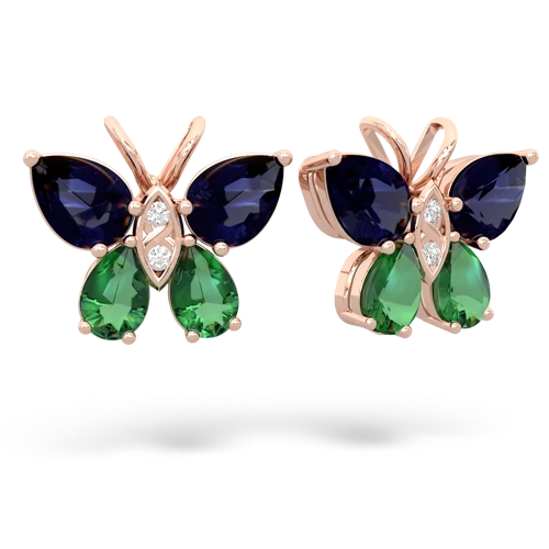 sapphire-lab emerald butterfly earrings