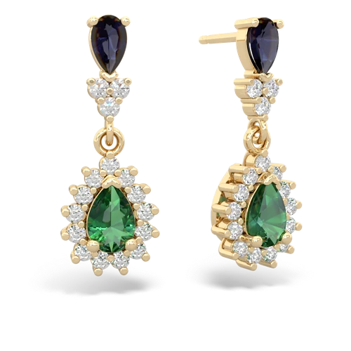 sapphire-lab emerald dangle earrings