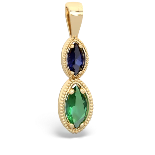 Sapphire Genuine Sapphire with Lab Created Emerald Antique-style Halo pendant Pendant