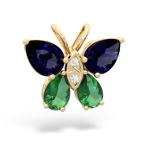 sapphire-lab emerald butterfly pendant
