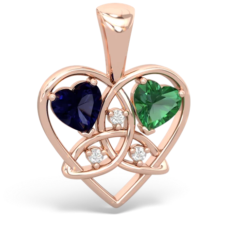sapphire-lab emerald celtic heart pendant