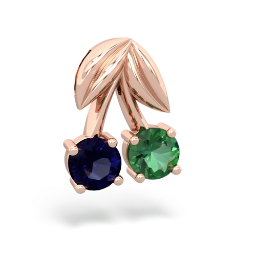 sapphire-lab emerald cherries pendant