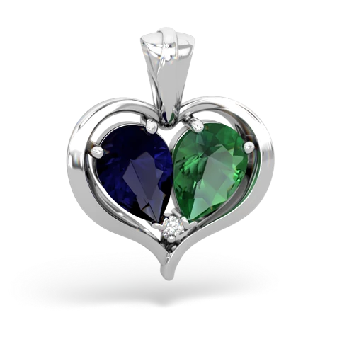sapphire-lab emerald half heart whole pendant