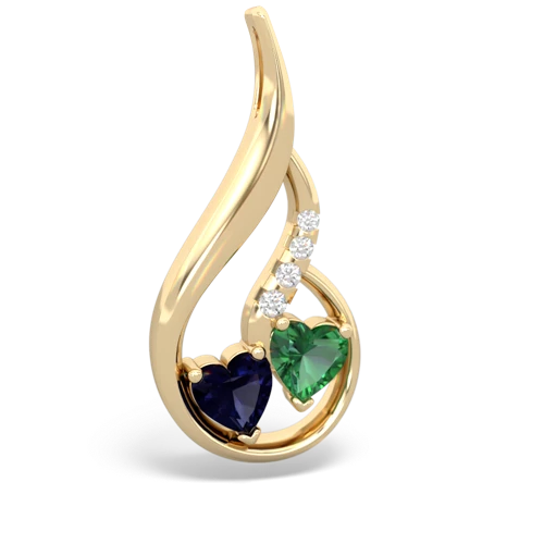 Sapphire Genuine Sapphire with Lab Created Emerald Keepsake Curves pendant Pendant