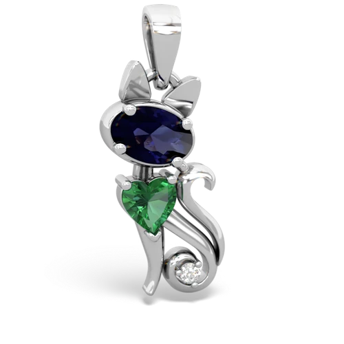 sapphire-lab emerald kitten pendant