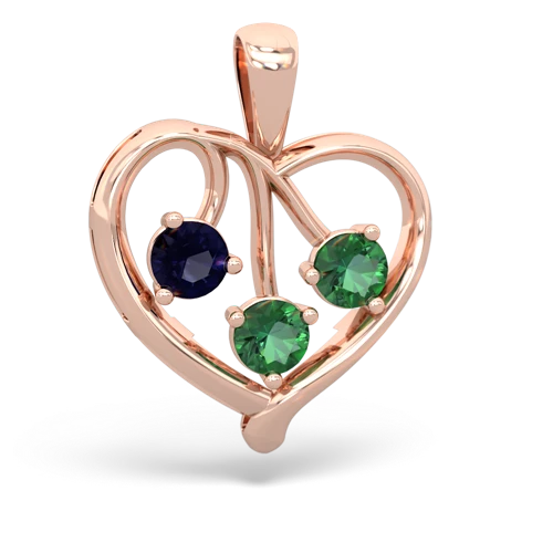sapphire-lab emerald love heart pendant