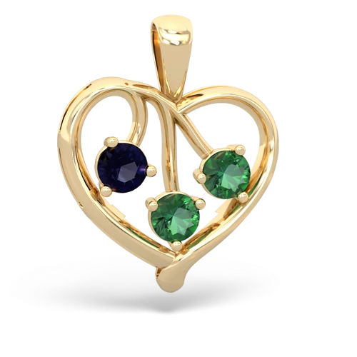 sapphire-lab emerald love heart pendant