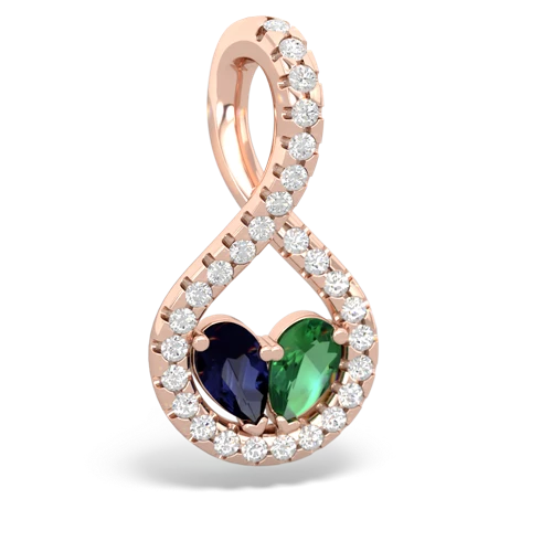 sapphire-lab emerald pave twist pendant