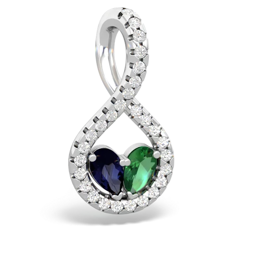 sapphire-lab emerald pave twist pendant