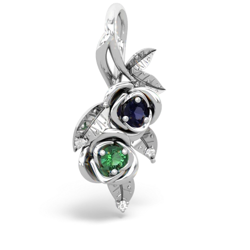 Sapphire Genuine Sapphire with Lab Created Emerald Rose Vine pendant Pendant