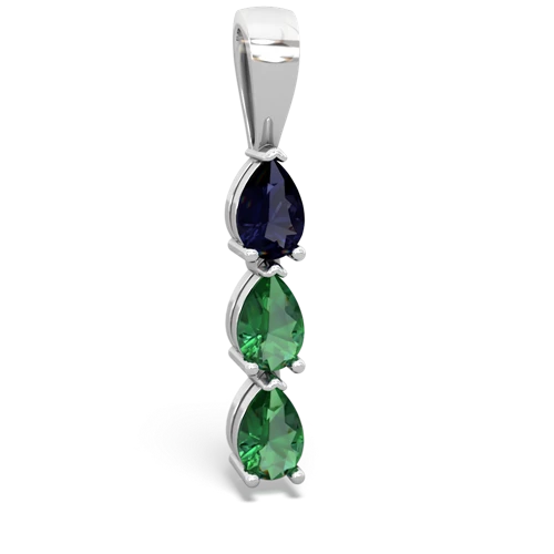 Sapphire Genuine Sapphire with Lab Created Emerald and  Three Stone pendant Pendant