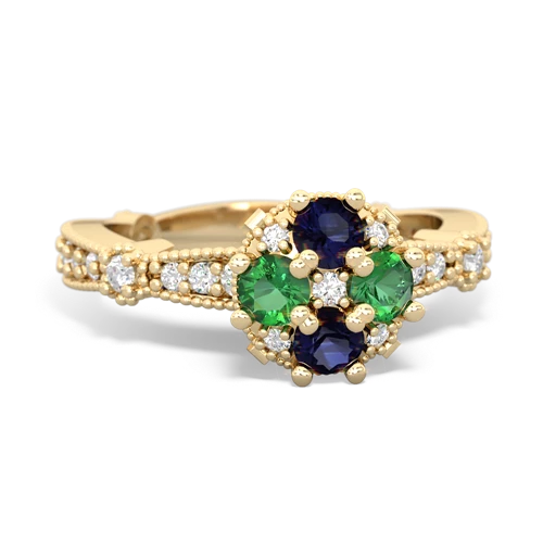 sapphire-lab emerald art deco engagement ring