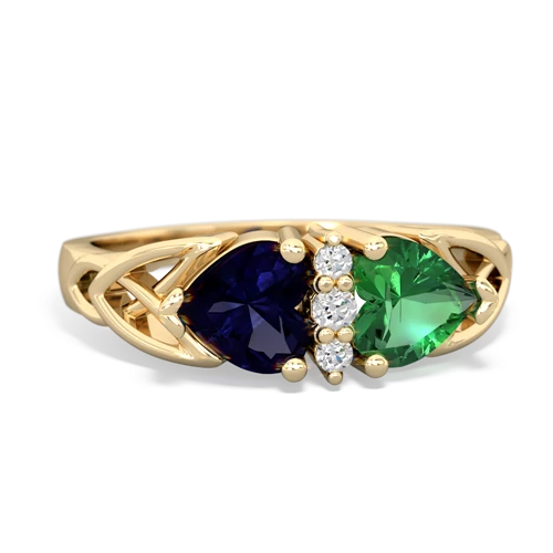 Sapphire Genuine Sapphire with Lab Created Emerald Celtic Trinity Knot ring Ring