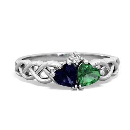 Sapphire Genuine Sapphire with Lab Created Emerald Heart to Heart Braid ring Ring