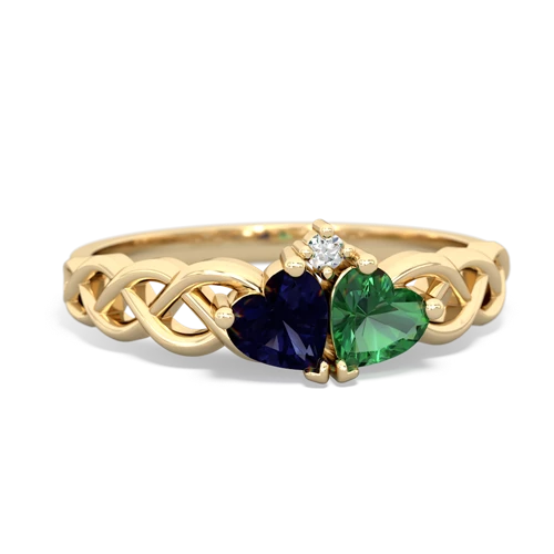 Sapphire Genuine Sapphire with Lab Created Emerald Heart to Heart Braid ring Ring