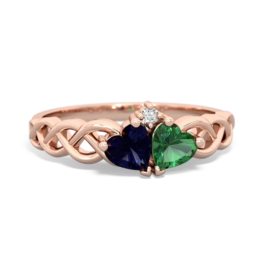 sapphire-lab emerald celtic braid ring