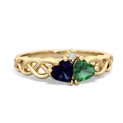 sapphire-lab emerald celtic braid ring