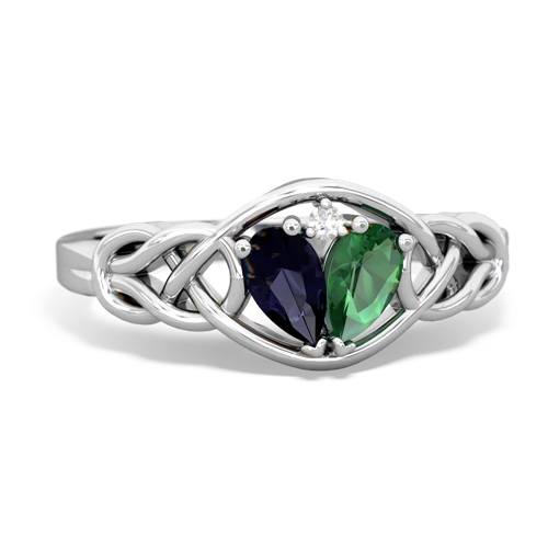 Sapphire Genuine Sapphire with Lab Created Emerald Celtic Love Knot ring Ring