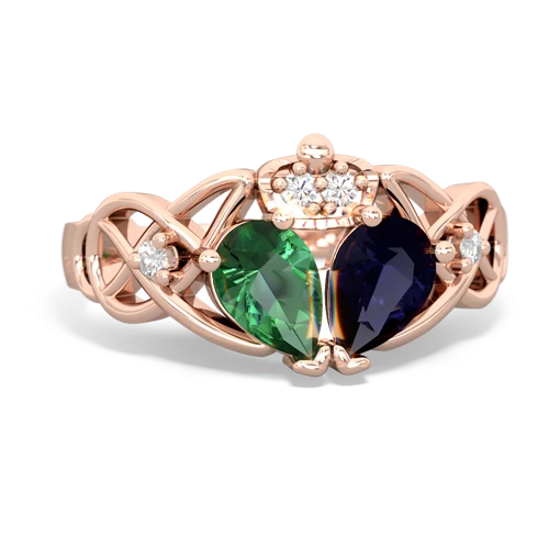 sapphire-lab emerald claddagh ring