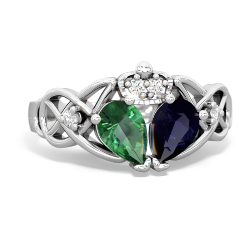sapphire-lab emerald claddagh ring