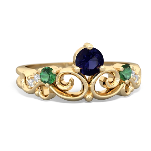 Sapphire Genuine Sapphire with Lab Created Emerald and  Crown Keepsake ring Ring