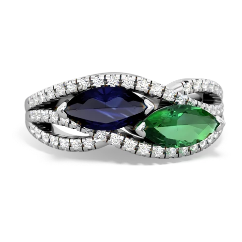 Sapphire Genuine Sapphire with Lab Created Emerald Diamond Rivers ring Ring
