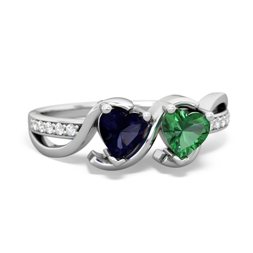 Sapphire Genuine Sapphire with Lab Created Emerald Side by Side ring Ring