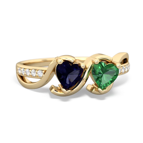 Sapphire Genuine Sapphire with Lab Created Emerald Side by Side ring Ring