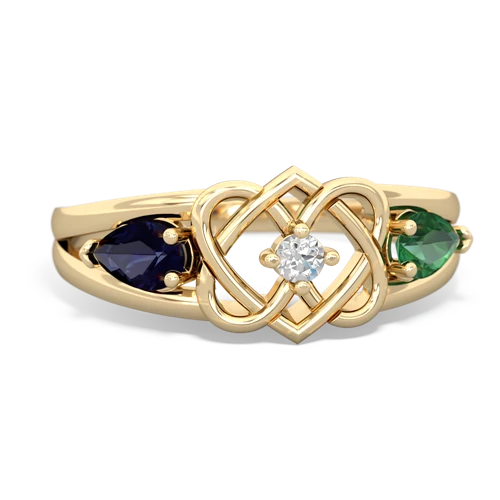Sapphire Genuine Sapphire with Lab Created Emerald Hearts Intertwined ring Ring